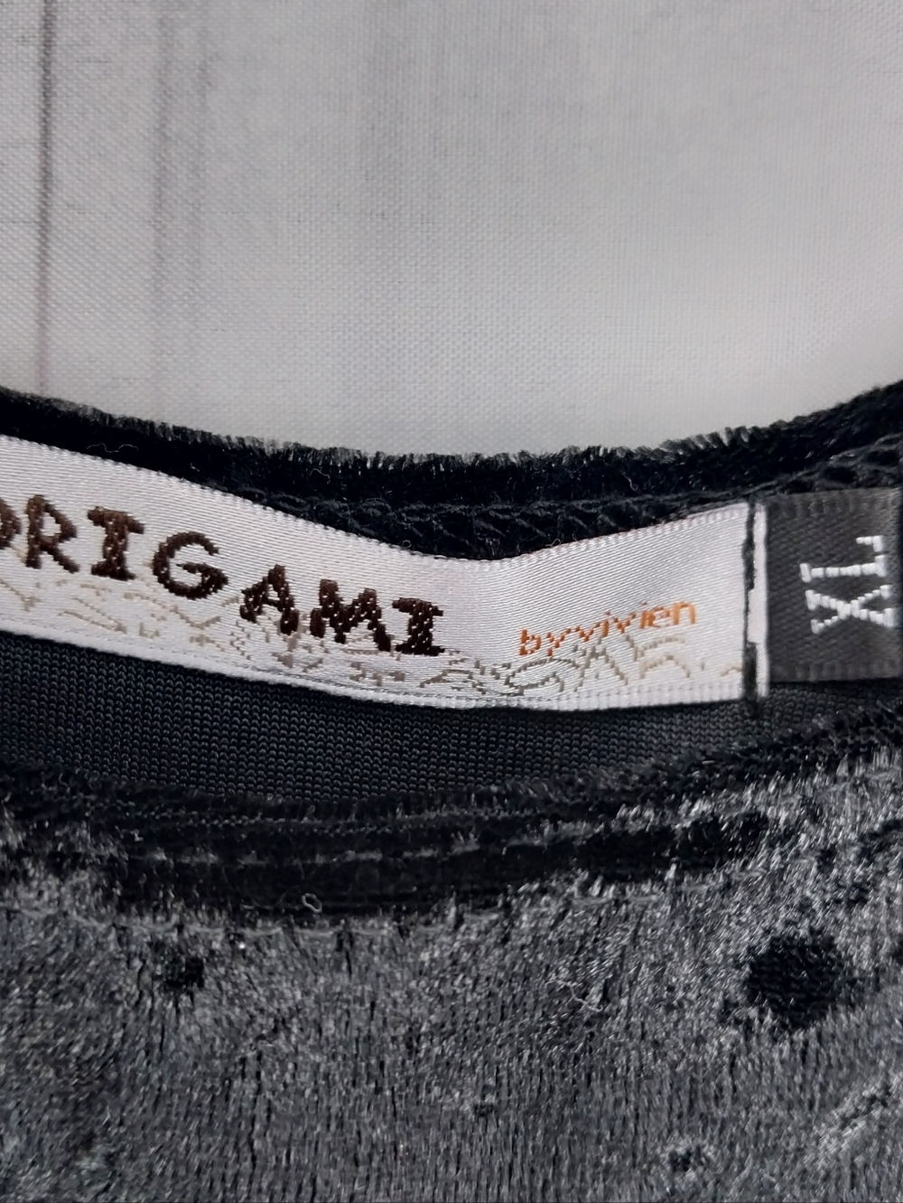 Origami By Vivien Black Crushed Velvet Boho Whimsigoth Top - Picture 4 of 9